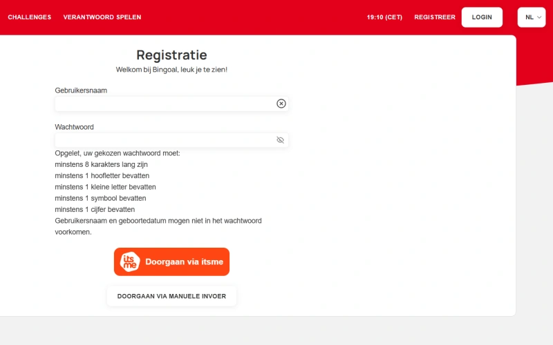 Bingoal casino registratieproces